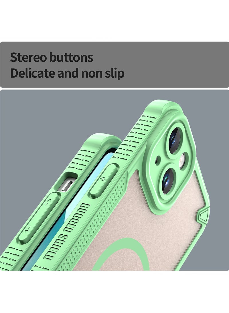 Cover For iPhone 13 Armor Glaze MagSafe Magnetic Phone Case Raised edges around the screen and camera lens help prevent scratches - Green - Image 4