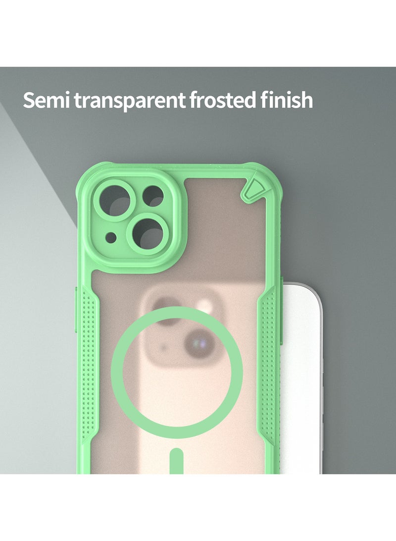 Cover For iPhone 13 Armor Glaze MagSafe Magnetic Phone Case Raised edges around the screen and camera lens help prevent scratches - Green - Image 5