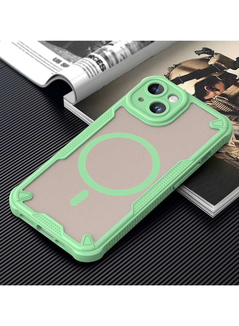 Cover For iPhone 13 Armor Glaze MagSafe Magnetic Phone Case Raised edges around the screen and camera lens help prevent scratches - Green - Image 2
