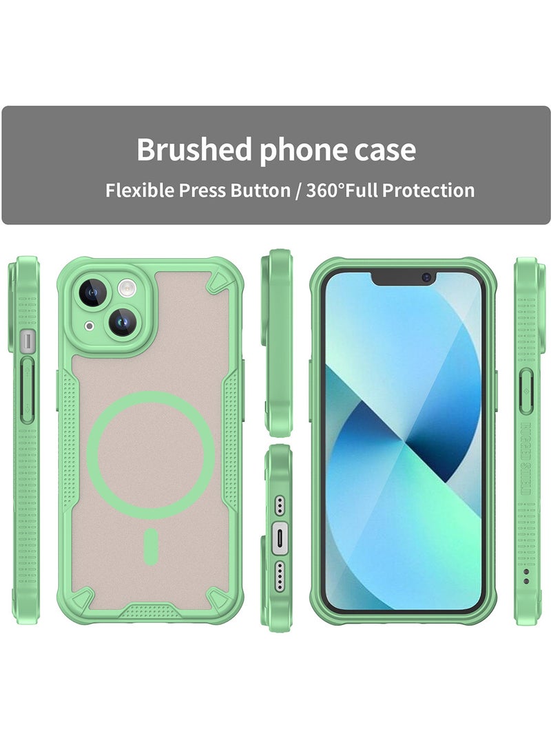 Cover For iPhone 13 Armor Glaze MagSafe Magnetic Phone Case Raised edges around the screen and camera lens help prevent scratches - Green - Image 3