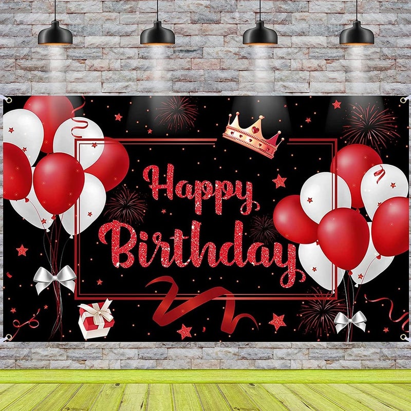 Excefore Birthday Party Backdrop Happy Birthday Banner Backdrop Decoration Supplies Glitter Diamonds Happy Birthday Background Large 708 x 47 inch Colorful Fabric Backdrop for Kids Boys Girls - Image 2