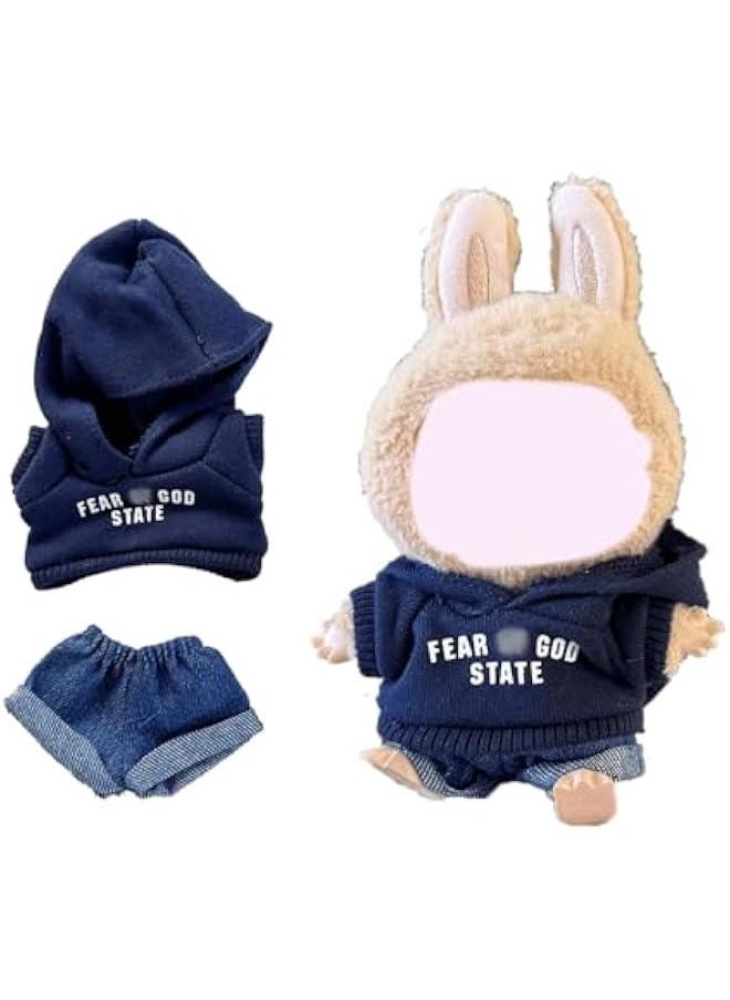 Arabest Labubu Clothes for Doll - High-Street Hoodie Outfit for 17cm Dolls, Stylish Labubu Accessories for Play, Display & Collectors (Style A(Clothes + Pants)) 