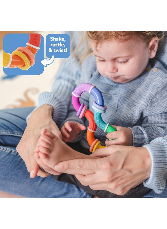Nuby Twist-a-Ring Rattle Teether Toy for Babies - Toy for Baby Teething Relief - 6+ Months