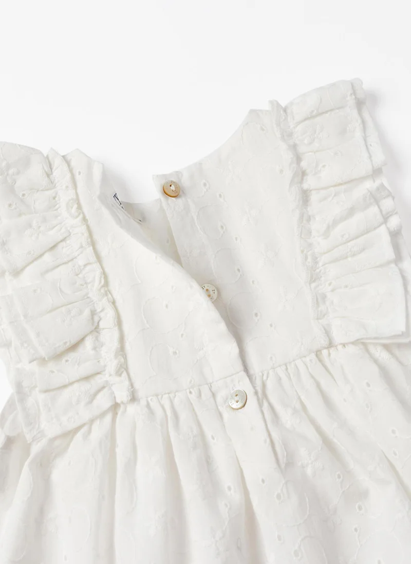Zippy Cotton Dress + Bloomers with English Embroidery for Baby Girls
