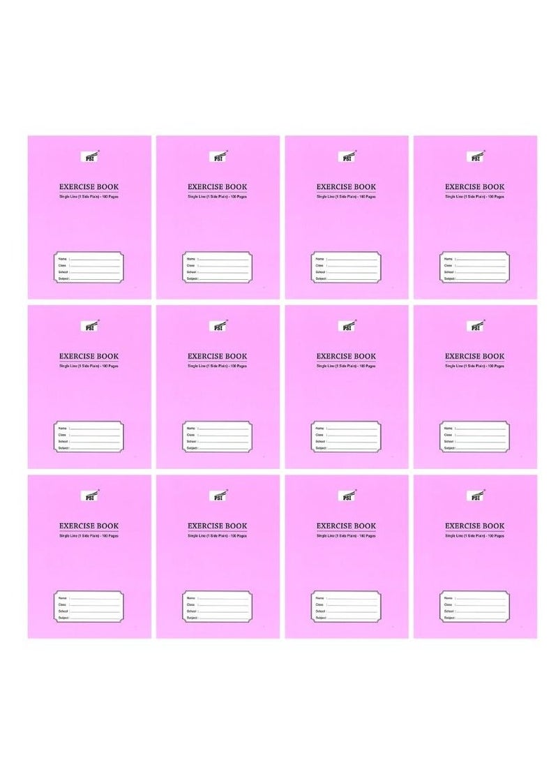 Psi 12-Piece Single Line Exercise Notebook With One Side Plain 100 Pages  - Image 1