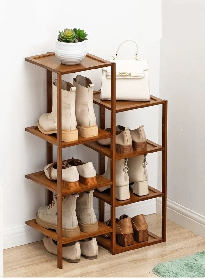 fashionhome Multipurpose Multi-Tiers Bamboo Shoe Rack Storage Shelf Entryway Display Rack Storage Shelf Flower shelf Rack 52x25x73 cm  - Image 1
