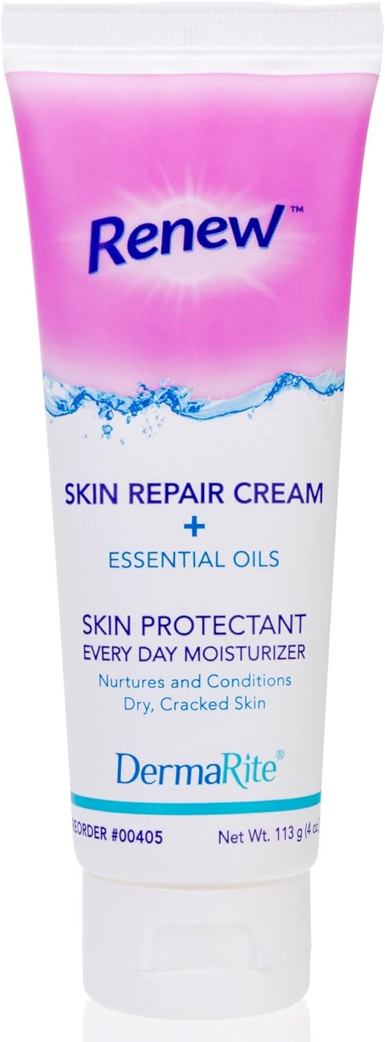 dermarite DermaRite Renew Skin Repair Cream  Every Day Moisturizer  Skin Protectant with Dimethicone and Aloe Vera  Powder Scent 4 oz Tube 2 Count