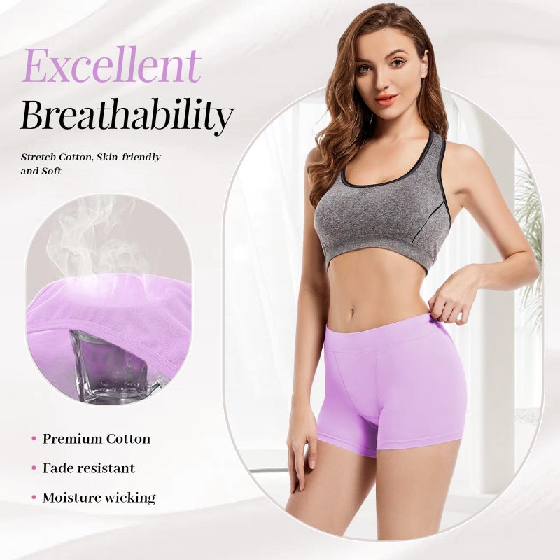 Migbean 4.5" in Seam Womens Trunks Underwear Soft Cotton Boxer Briefs Ladies Anti Chafing Boy Shorts Panties 4 Pack Medium - Image 4