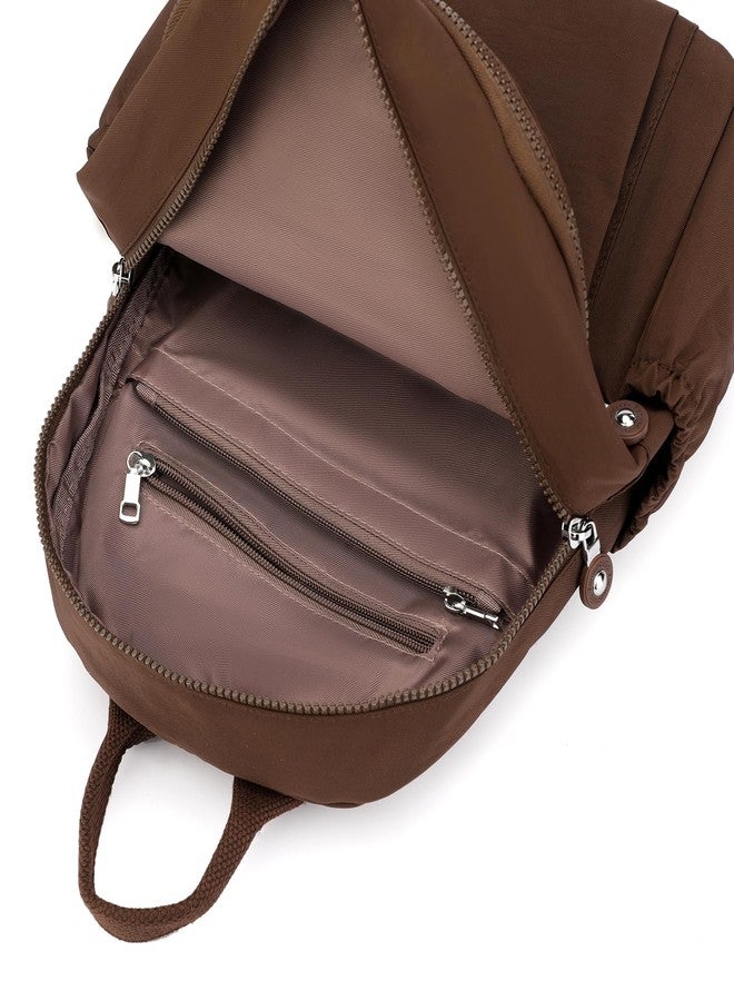 Tanweibago Mini Nylon Women Backpacks,11L Small Ladies backpacks Casual Lightweight Women Shopping Travel Daypack, Brown, One Size, Backpack - Image 3