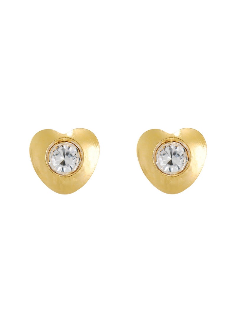 MediSystem - Sterilized Earring 24K Gold Plated 4mm Tiffany Heart with Crystal stone dozen (12 pieces) - Image 1