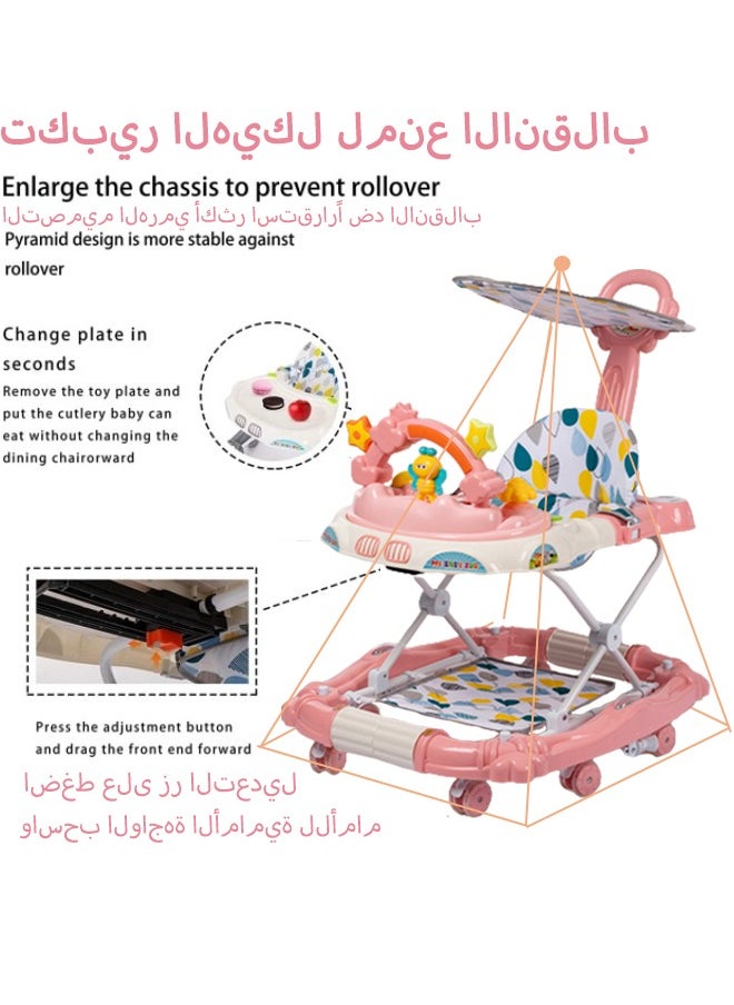 Generic - 4 in 1 Baby Walker,Baby Walker Stroller,Baby Walker for Learning to Walk,Adjustable Height Baby Push Walker Learn to Walk ,with Activities and Electronic Games,Baby Walker with Wheels Portable,Early Education Foldable Baby Walker with Music for for Babies 6-18 Months Boys and Girls - Image 1