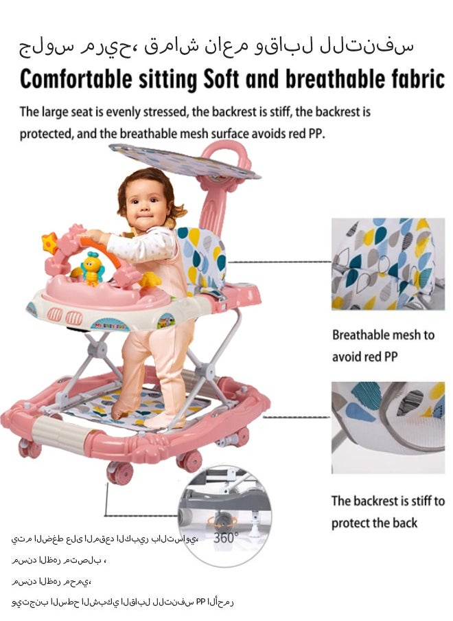 Generic - 4 in 1 Baby Walker,Baby Walker Stroller,Baby Walker for Learning to Walk,Adjustable Height Baby Push Walker Learn to Walk ,with Activities and Electronic Games,Baby Walker with Wheels Portable,Early Education Foldable Baby Walker with Music for for Babies 6-18 Months Boys and Girls - Image 1