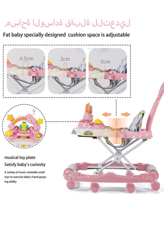 Generic - 4 in 1 Baby Walker,Baby Walker Stroller,Baby Walker for Learning to Walk,Adjustable Height Baby Push Walker Learn to Walk ,with Activities and Electronic Games,Baby Walker with Wheels Portable,Early Education Foldable Baby Walker with Music for for Babies 6-18 Months Boys and Girls - Image 1
