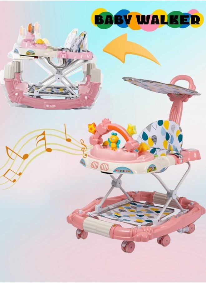 Generic - 4 in 1 Baby Walker,Baby Walker Stroller,Baby Walker for Learning to Walk,Adjustable Height Baby Push Walker Learn to Walk ,with Activities and Electronic Games,Baby Walker with Wheels Portable,Early Education Foldable Baby Walker with Music for for Babies 6-18 Months Boys and Girls - Image 1