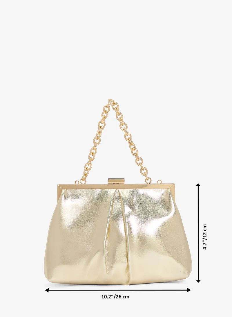 Khizana  Metallic Clutch With Strap Gold for Women | Best Price UAE