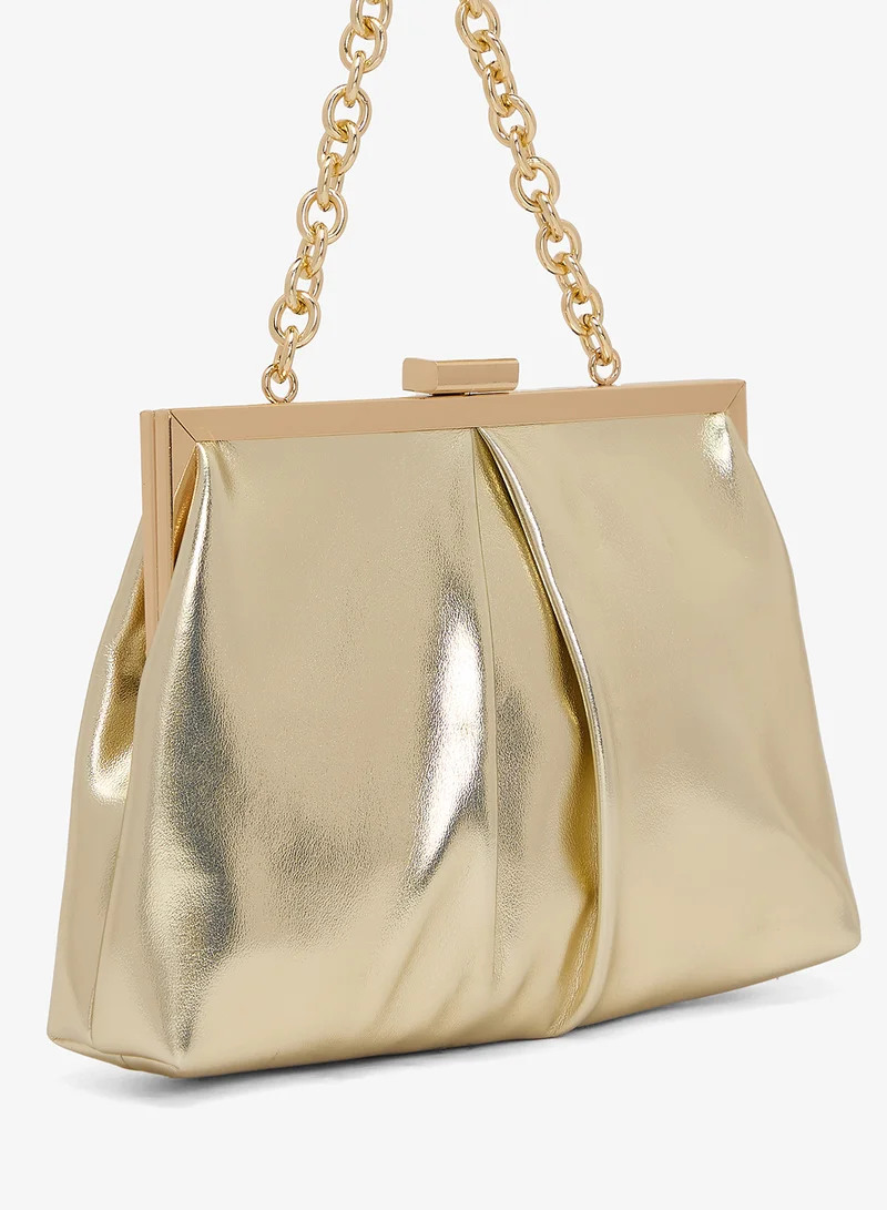 Khizana  Metallic Clutch With Strap Gold for Women | Best Price UAE