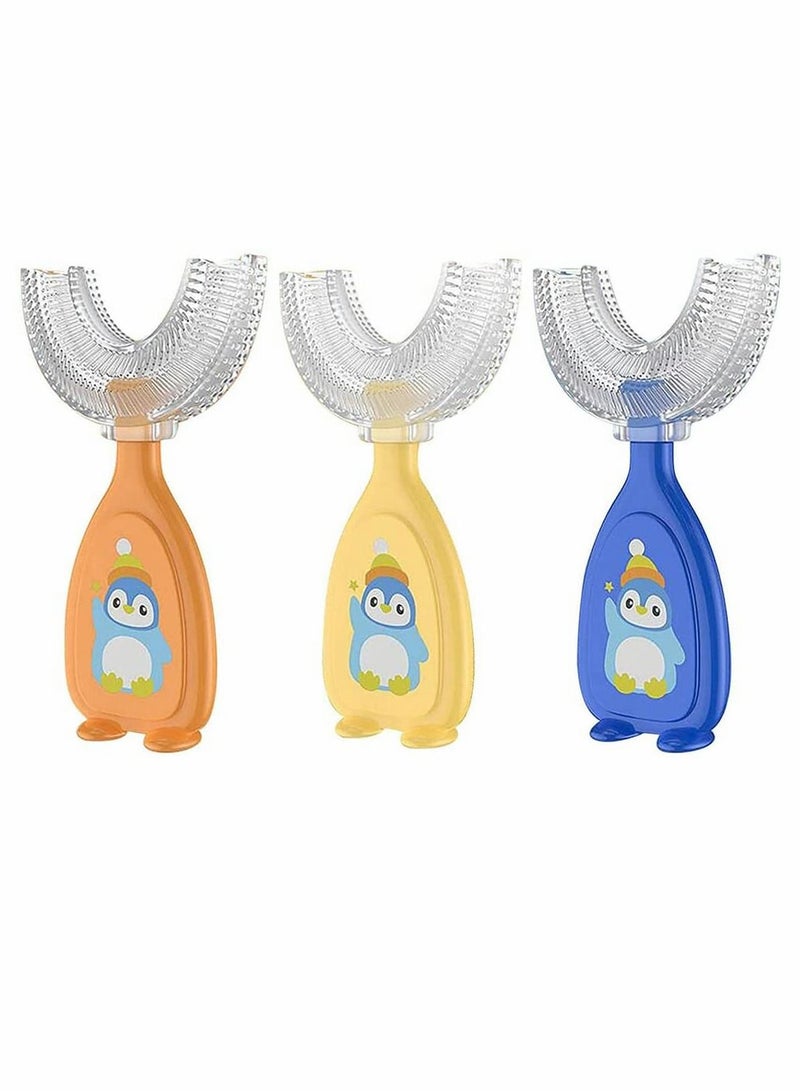 Y&D Children's U-shaped Toothbrush Cute little Penguin Kids Toothbrushes, Manual Silicone for Kids, Baby, Rounded Children U Shape Toothbrush, 360° Oral Protection (Yellow) - Image 5