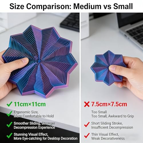 BharatBazaar Fidget Toy, 3D Printed Hexagon Silk Stress Relief Toys for Adults Blue Purple Design, Fidget Toy with Smooth Gliding Motion, Anxiety Relief Gadgets, Medium Size - Image 2