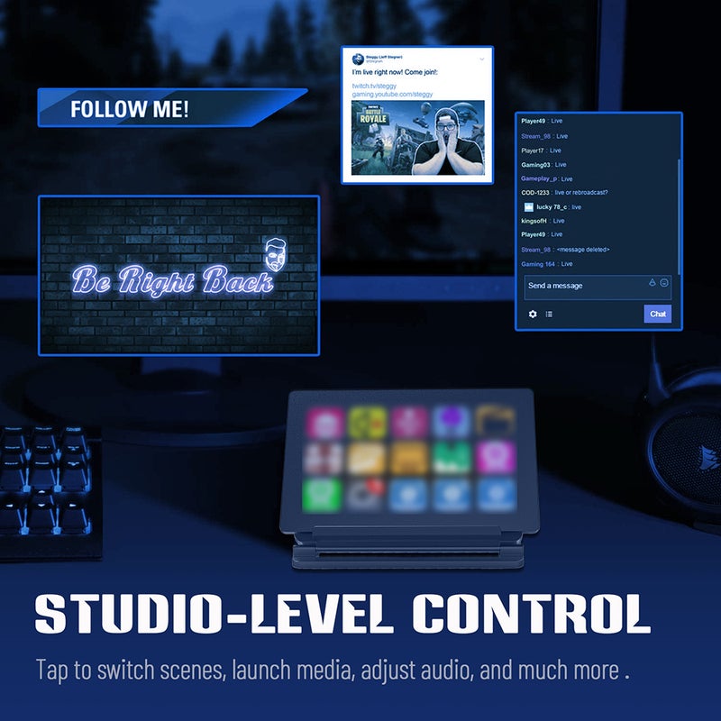 محكم ستديو ستريم ديك الموحد، بـ 15 مفاتيير ماكرو، لـ OBS Twitch YouTube، متوافق مع أجهزة الكمبيوتر الشخصي والماك، وحدة تحكم مخصصة، لمحرر الصور والفيديوهات البث المباشر - Image 3
