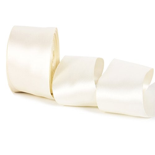 David accessories Double Face Satin Ribbon 20 Yards for Party Wedding Home Decoration Handmade Craft (2" Wide, 810 Ivory) - Image 1