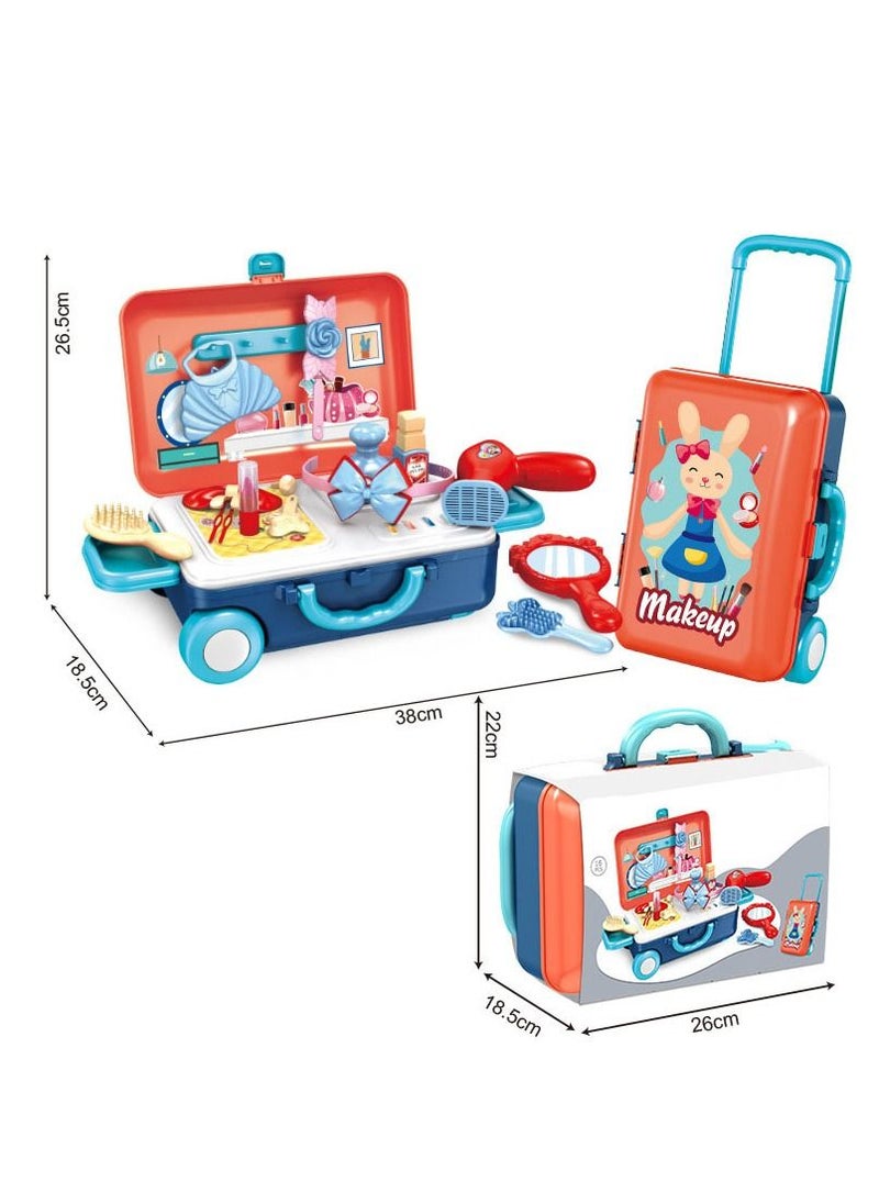 PYEBE - 2-in-1 Travel Set Children's Travel Luggage Transformed Into Game Beauty Plastic Pretend Game Set Beauty Set Toys And Accessories - Image 1