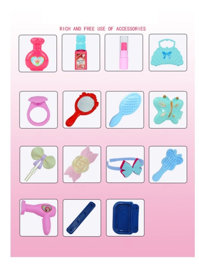 PYEBE - 2-in-1 Travel Set Children's Travel Luggage Transformed Into Game Beauty Plastic Pretend Game Set Beauty Set Toys And Accessories - Image 1
