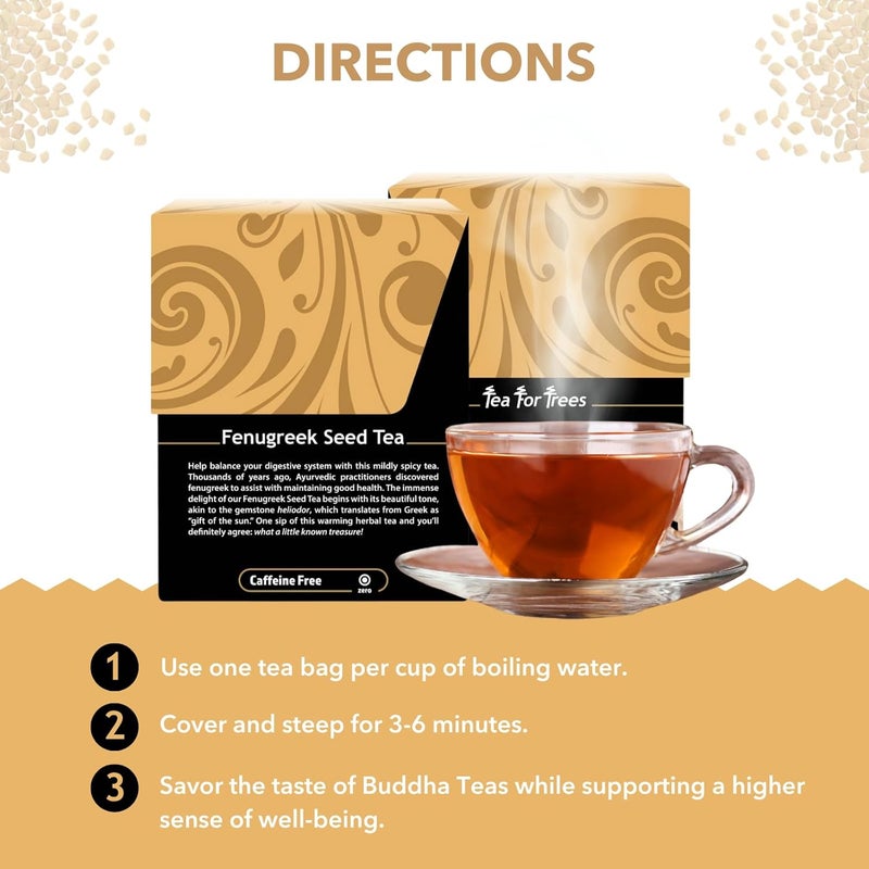 BUDDHA TEAS شاي بذور الحلبة العضوية - 18 كيس خالي من التبييض - Image 4