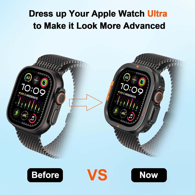 Suphart 2-in-1 Case Compatible with Apple Watch Ultra 3/2/1 49 mm, Robust Protective Case with Back Frame for iWatch 49 mm, Black - Image 4