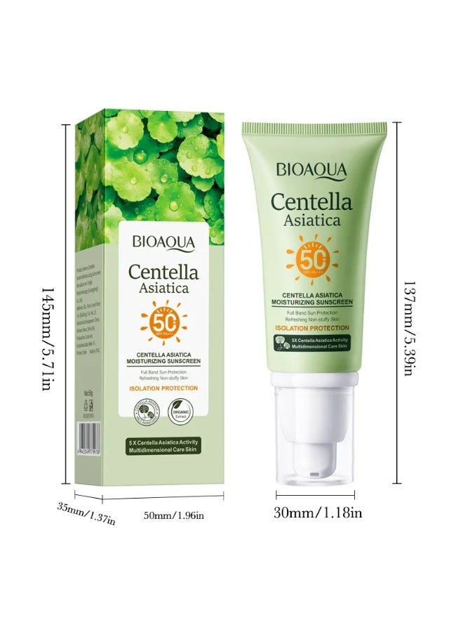 BIOAQUA 50g Centella Asiatice Moisturizing Sunscreen SPF 50 with Nicotinamide Korean Moisturizing Sunscreen Nourishing Refreshing Centella Moisturizing Cream UV Protection Face Cream - Image 5