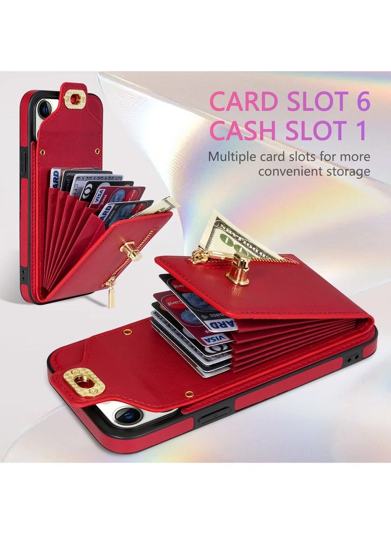 Crossbody Wallet Case for iPhone 15 Pro Max Back Cover with RFID Blocking Card Slot Phone Holder, Magnetic Flip Purse Case Protector PU Leather Zipper Handbag with Lanyard Strap  - Image 3