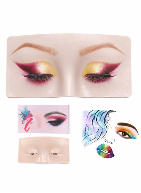 Makeup Practice Board, The Perfect Aid to Practicing Makeup, Eyes Eyelash Face, Mannequin Face Silicone Bionic Skin for Cosmetologist(1Pack, White)