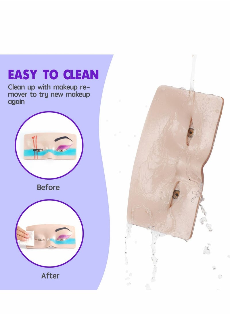 Makeup Practice Board, The Perfect Aid to Practicing Makeup, Eyes Eyelash Face, Mannequin Face Silicone Bionic Skin for Cosmetologist(1Pack, White)
