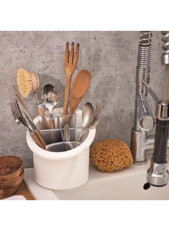 Snips BPA-Free Dishwasher Safe 6-Slot Cutlery Drainer Ivory and Grey 17 x 16.5 x 16 cm 633/90061 - Image 4