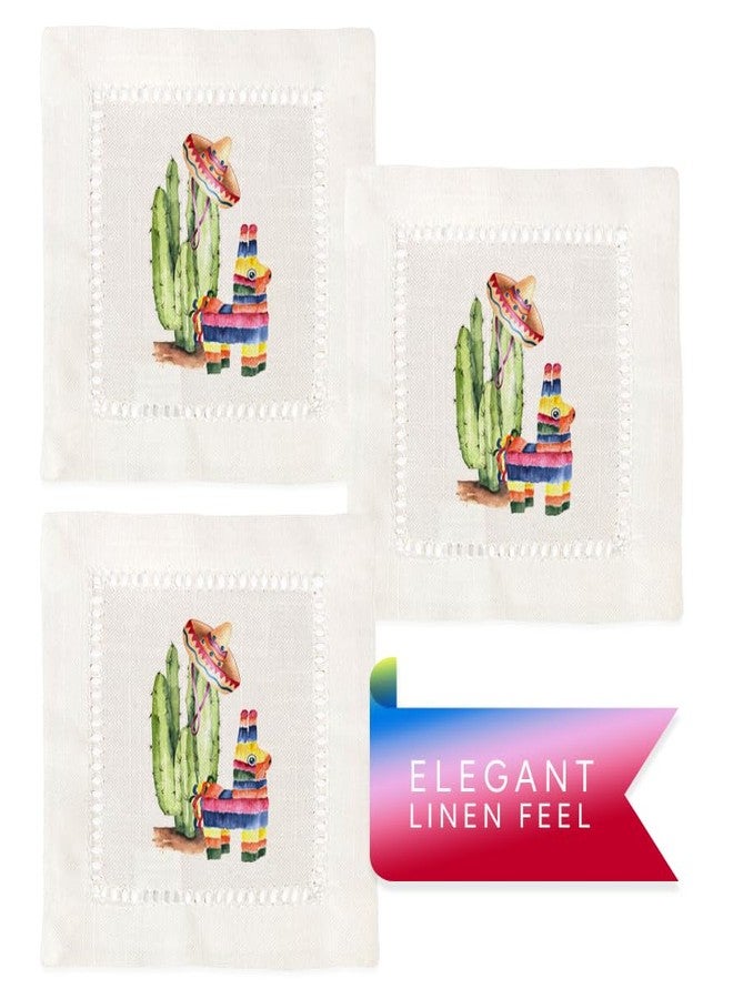 Jolitee Decorative Hemstitch Cocktail Napkins, 6"x6" Washable Linen-Like Cloth Napkins, Handmade for Entertaining and Everyday Use (Cinco De Mayo) - Image 2