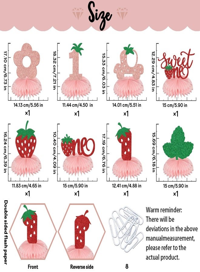 WFKLDF 8 Pcs Berry First Birthday Decor - Berry 1st Birthday Honeycomb Centerpieces - Strawberry First Birthday Decorations - Image 2
