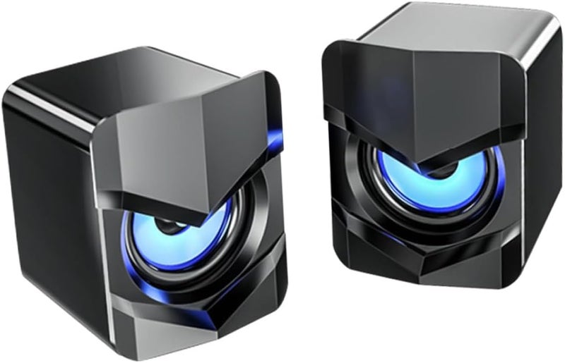 Homoyoyo Compact USB Wired Computer Speakers Mini Desktop Laptop Audio System with Bass for PC Monitor and Phone, Black, Upgrade Version, Dc5v Powered - Image 1