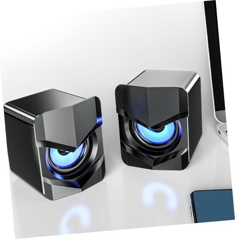 Homoyoyo Compact USB Wired Computer Speakers Mini Desktop Laptop Audio System with Bass for PC Monitor and Phone, Black, Upgrade Version, Dc5v Powered - Image 4