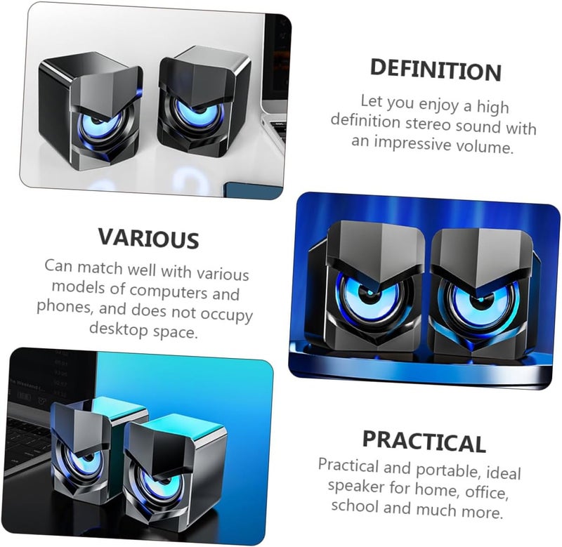 Homoyoyo Compact USB Wired Computer Speakers Mini Desktop Laptop Audio System with Bass for PC Monitor and Phone, Black, Upgrade Version, Dc5v Powered - Image 3