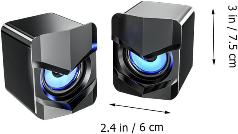 Homoyoyo Compact USB Wired Computer Speakers Mini Desktop Laptop Audio System with Bass for PC Monitor and Phone, Black, Upgrade Version, Dc5v Powered - Image 2