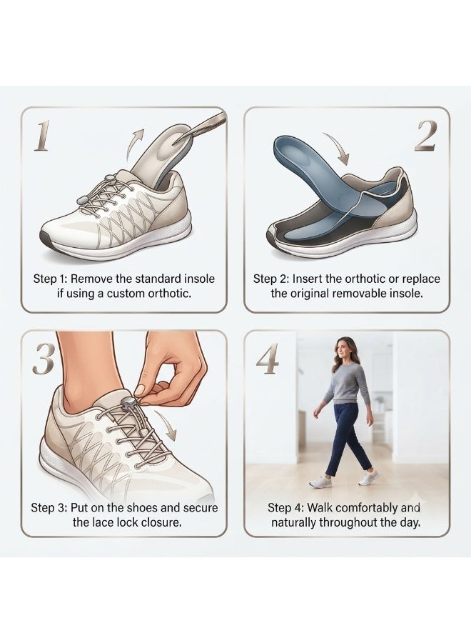 Yda fashion حذاء طبي أبيض خفيف الوزن للعظام ومرضى السكري للجنسين، بنعل هزاز ونعل داخلي قابل للإزالة - Image 4