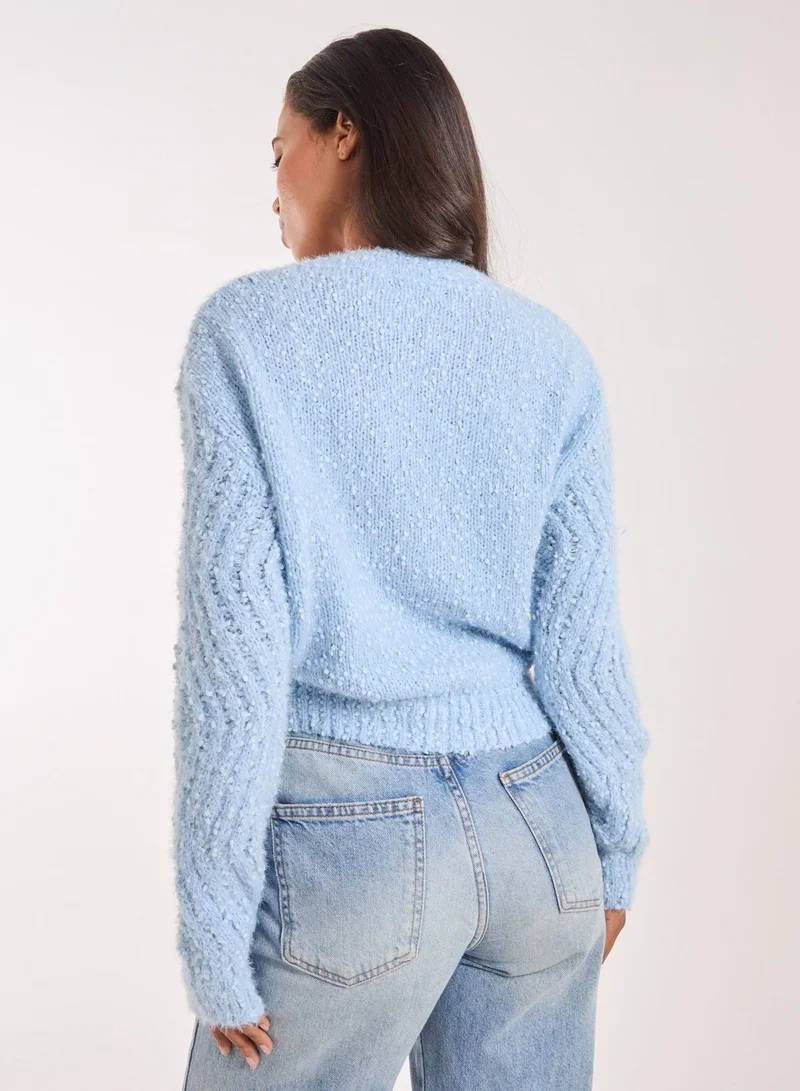 Pink Vanilla Zig Zag Detail Cropped Knit Jumper