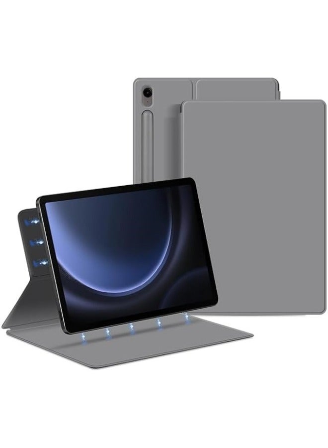 متوافقة مع Samsung Galaxy Tab S9 FE SM-X510/SM-X516 بحجم 11 بوصة. غطاء ذكي فائق الرقة بفتحة للقلم وتصميم من جلد يوفر وظيفة السهم والاستيقاظ لجهاز Tab S9 FE. - Image 1