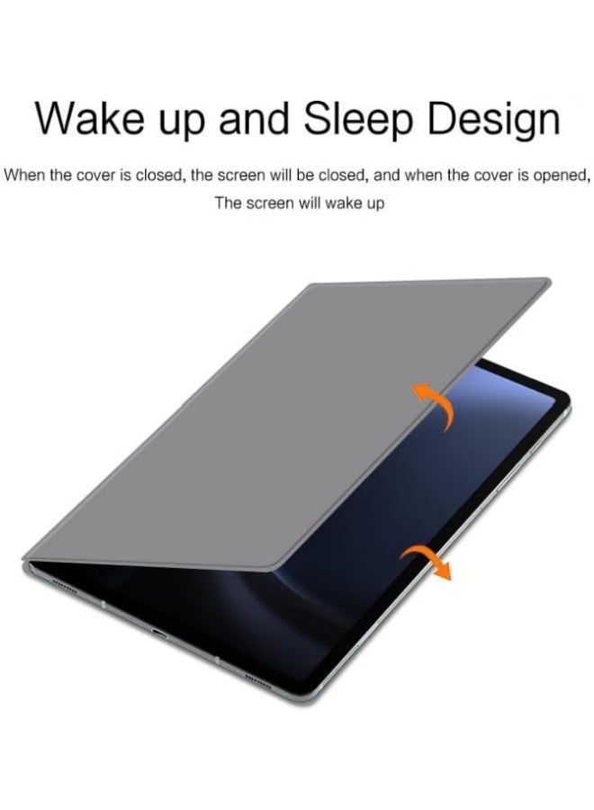 متوافقة مع Samsung Galaxy Tab S9 FE SM-X510/SM-X516 بحجم 11 بوصة. غطاء ذكي فائق الرقة بفتحة للقلم وتصميم من جلد يوفر وظيفة السهم والاستيقاظ لجهاز Tab S9 FE. - Image 5