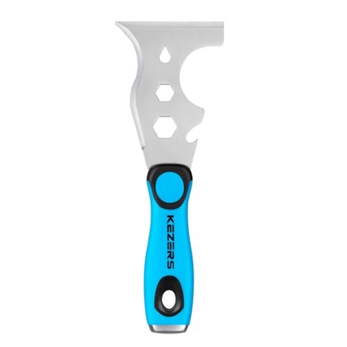 KEZERS 13-In-1 Painter’s Tool, 3" Stainless Steel Putty Knife Scraper, Paint Scraper Tool for Painting & Wood with Metal Hammer End, Multi-Use Drywall Paint Stripper Tool for Scraping Paint & Caulk - Image 1
