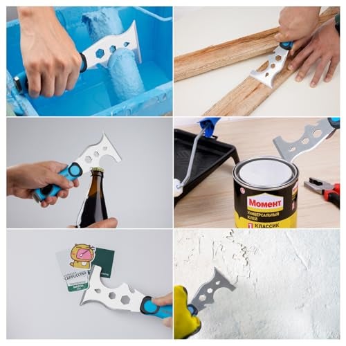 KEZERS 13-In-1 Painter’s Tool, 3" Stainless Steel Putty Knife Scraper, Paint Scraper Tool for Painting & Wood with Metal Hammer End, Multi-Use Drywall Paint Stripper Tool for Scraping Paint & Caulk - Image 5