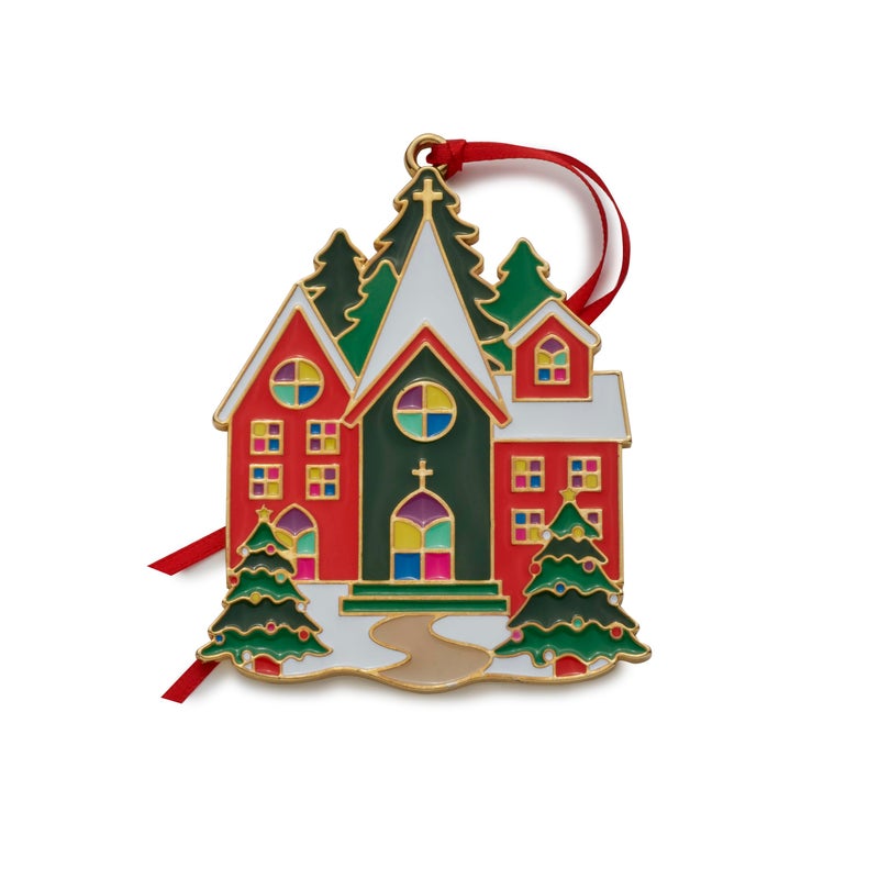 Wallace 2024 Gold Plated and Enameled Christmas Village Ornament - Church 1st Edition - Image 1