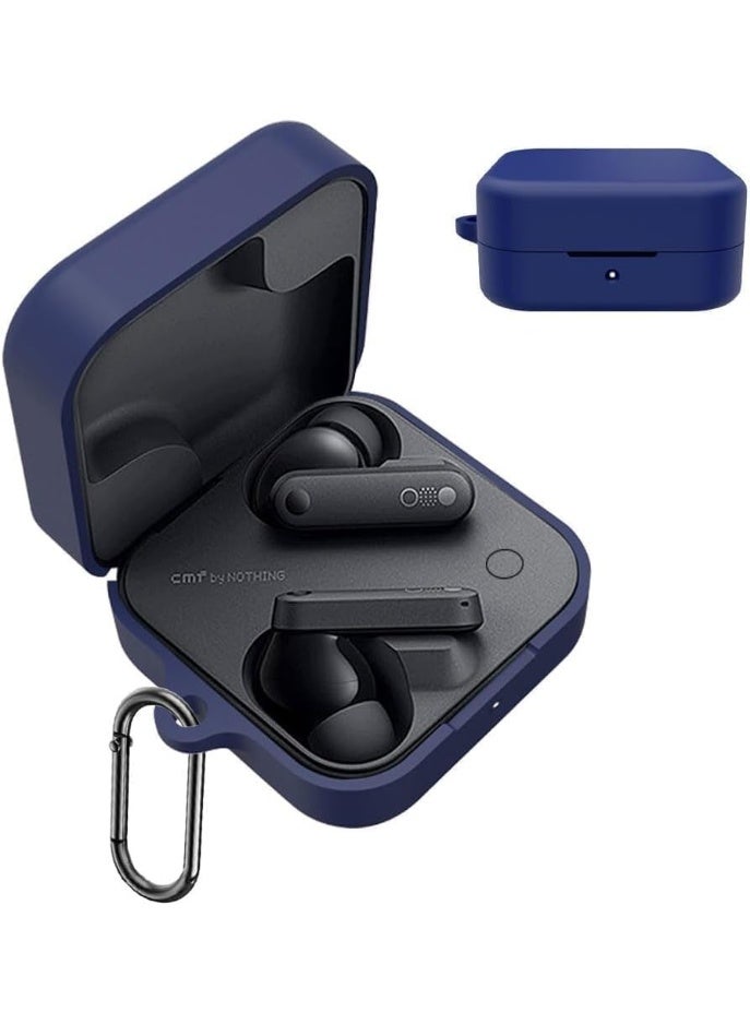 متوافق مع غطاء حماية سماعات Nothing CMF Buds 2A، غطاء حماية ناعم من السيليكون مقاوم للصدمات، سماعات أذن لاسلكية مزودة بحلقة تعليق، مؤشر LED أمامي مرئي (أزرق) - Image 1