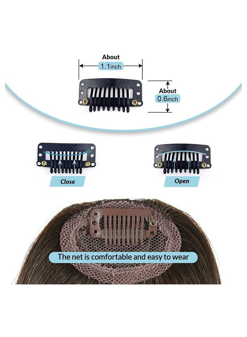 Estelle Natural Real Human Hair Fringe Hand Tied Bangs Fashion Clip in Hair Extension Wispy Bang Dark Brown Flat Bang With Temples - Image 3