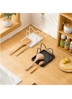 SYOSI Pot Lid Holder, 2 Layers Pot Lid Organizer Multifunctional Lid and Spoon Rest Rack with Drip Tray for Pot Lids, Spatulas, Spoons, Cutting Boards  - Image 3