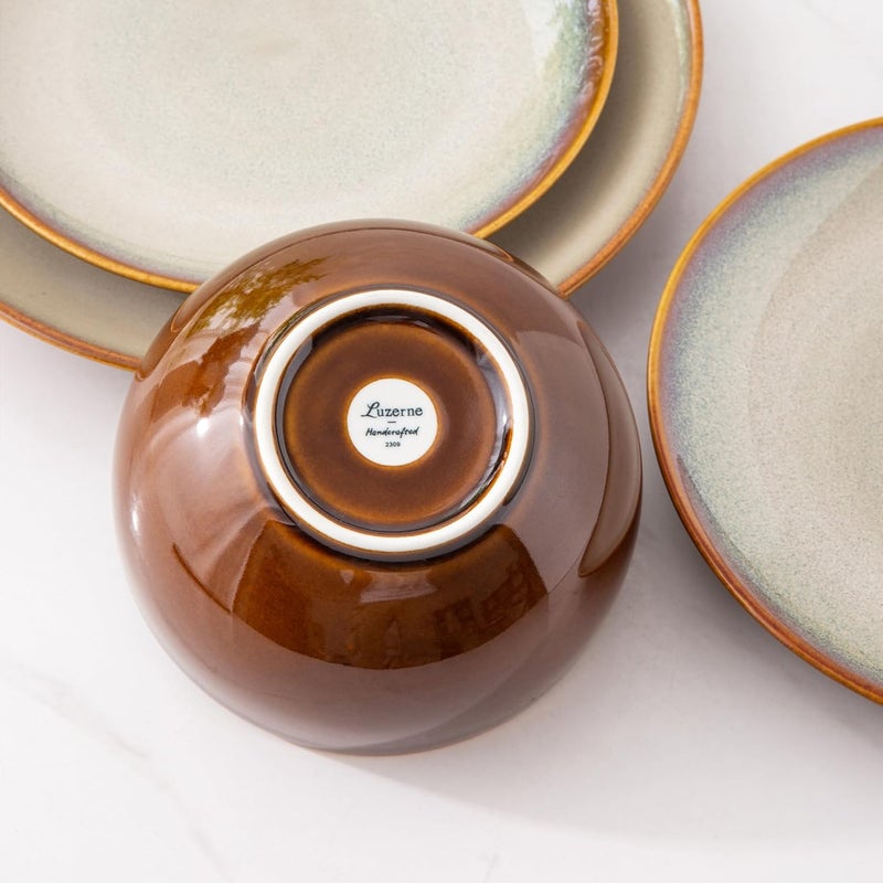 LERATIO Ceramic Dinnerware Sets for 4 Coupe Plates and Bowls SetsHighly Chip and Crack Resistant  Dishwasher  Microwave  Oven Safe Dishes setReactive Glaze Dinnerware Service for 412pcs - Image 5